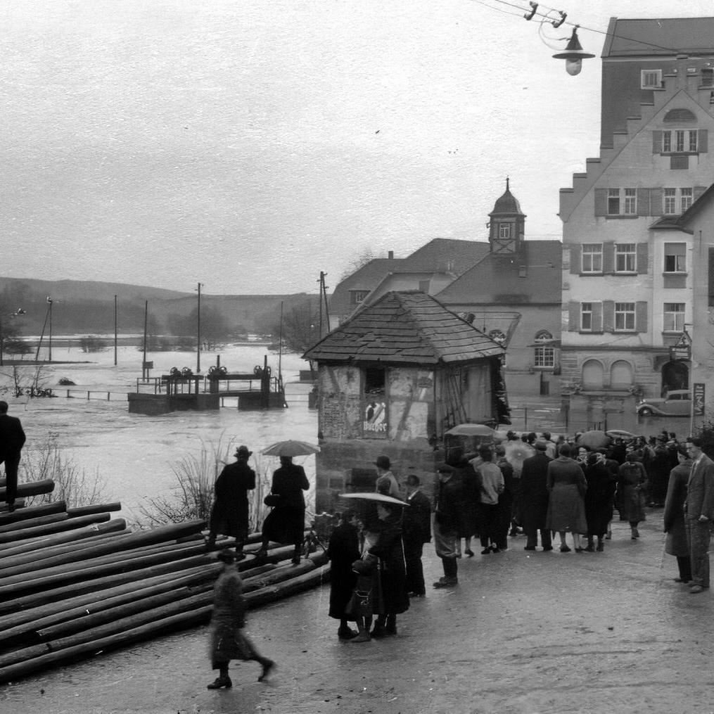 1955: Hochwasser (Quelle: Berta Kimmerle)
