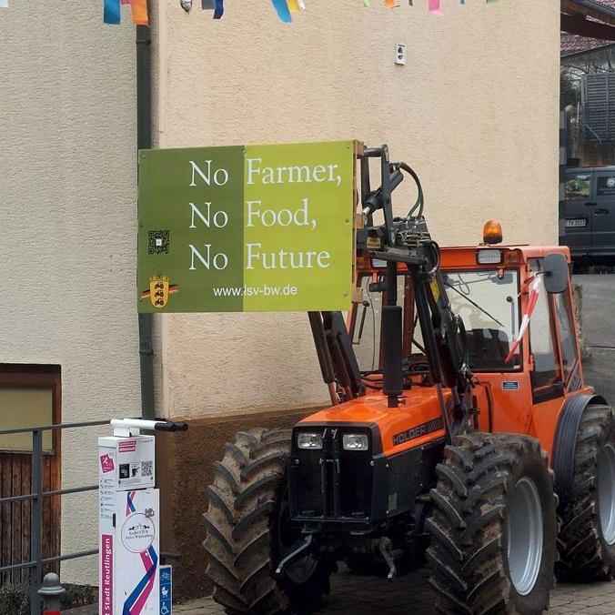 2024: Protestaktion der Landwirte am Rathaus Mittelstadt (Quelle: Daniel Kern)