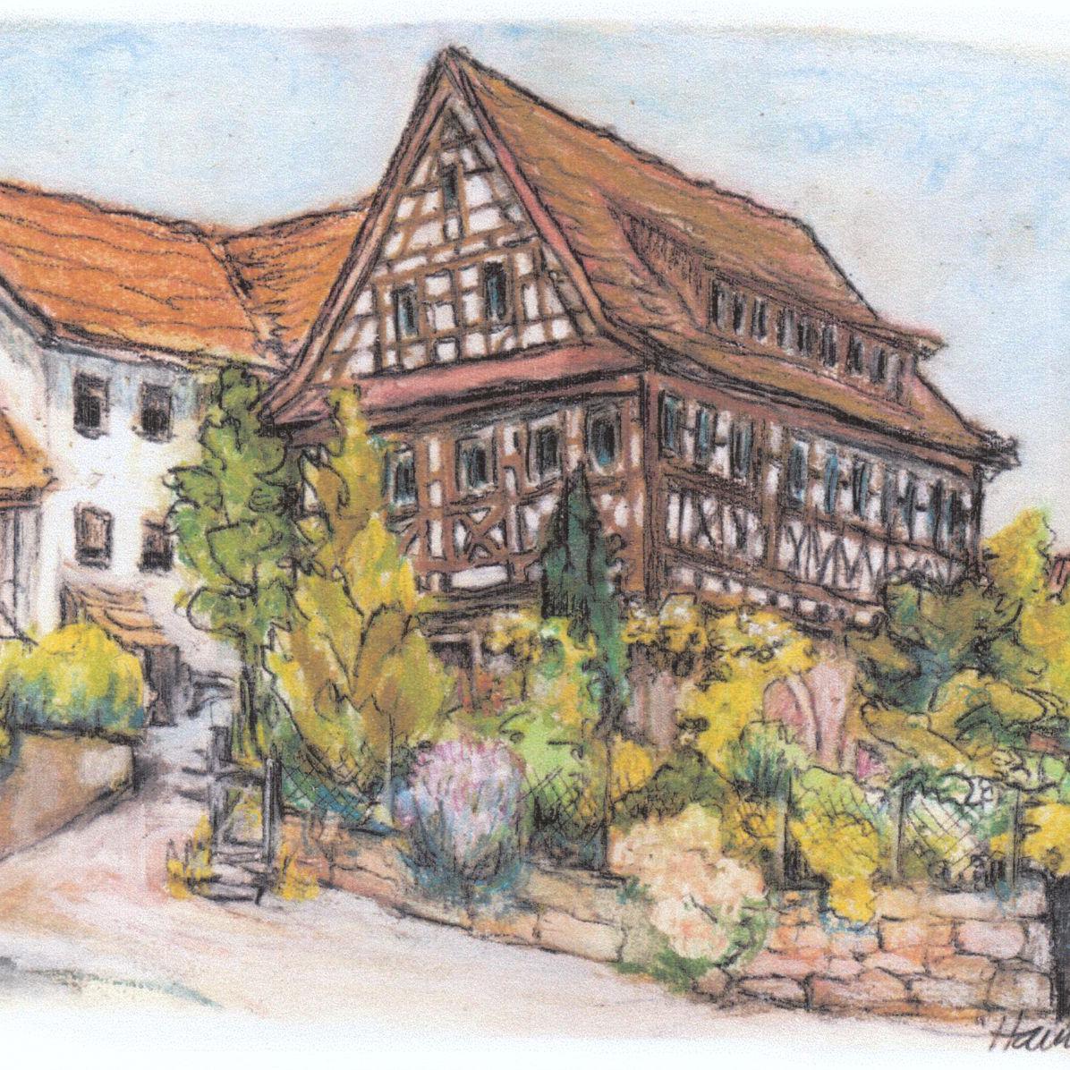 2009: Postkarte mit der ehemalige Gaststätte Krone in der Badbrunnenstraße 10 als Motiv (Quelle: Jorunn Hames)
