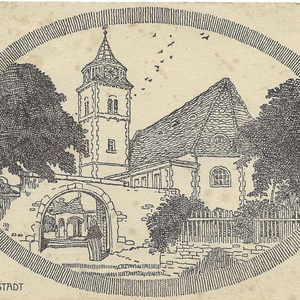 1912: Postkarte: Neue Martinskirche in Mittelstadt (Quelle: Manfred Knecht)